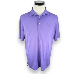 Peter‎ Millar Summer Comfort Polo Shirt Men's Large Dinosaur Lizard Golf Purple